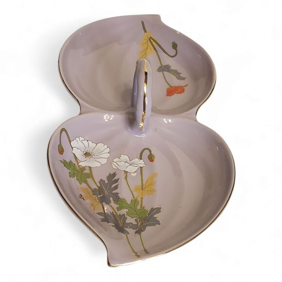 Beautiful Vintage Toko Japan Two-Sided Ceramic Trinket Tray Dish, 10"w Lavender - Picture 6 of 11